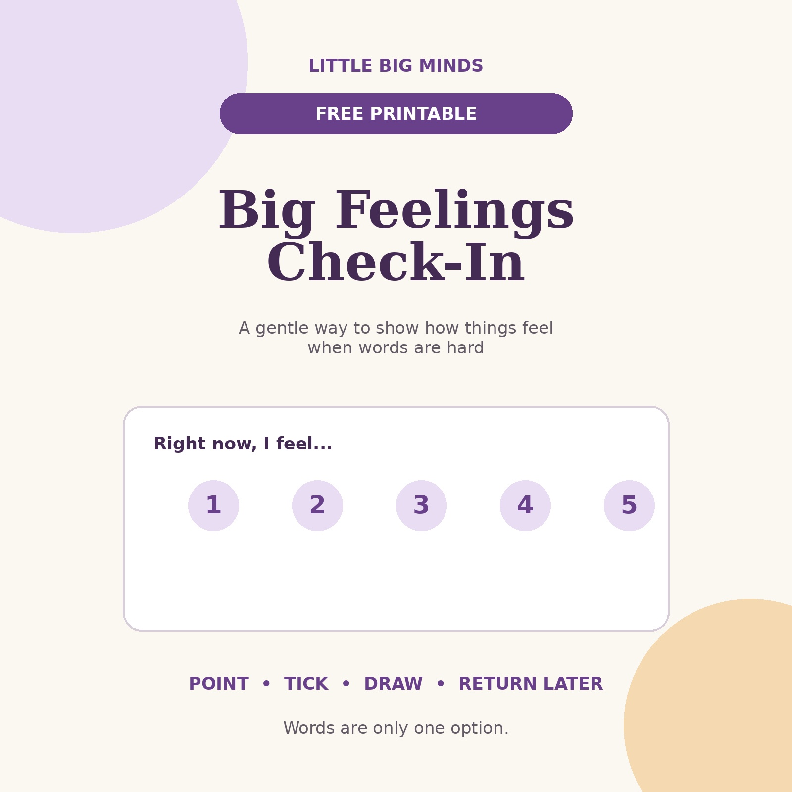 Cover of the free Big Feelings Check-In printable