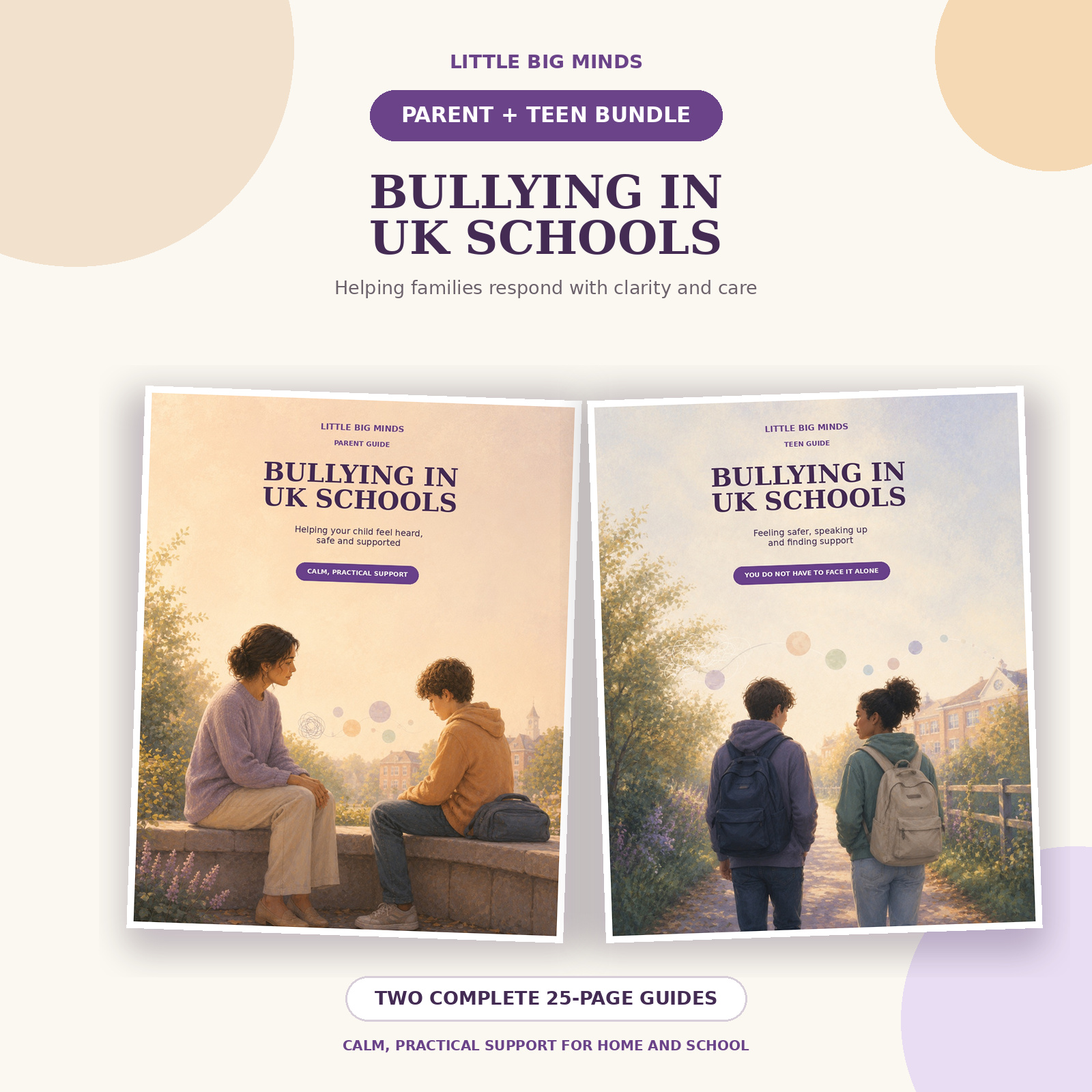 Bullying in UK Schools parent and teen printable guide bundle